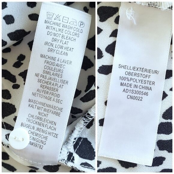 Adrianna Papell Top Womens L Leopard Print Black White Twist Front Career Casual - Picture 10 of 10